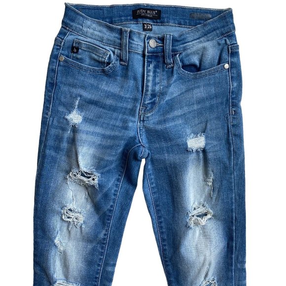 Judy Blue Destroyed Distressed Slim Skinny 90s Y2K Grunge Jeans JB8261MD-3/26 - Picture 3 of 16